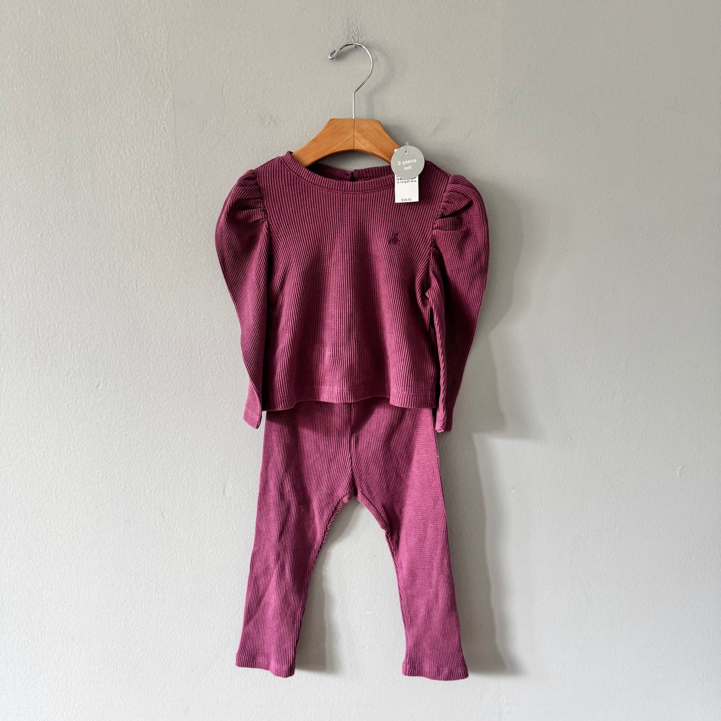 Gap / Burgundy waffle set up / 18-24M - New with tag
