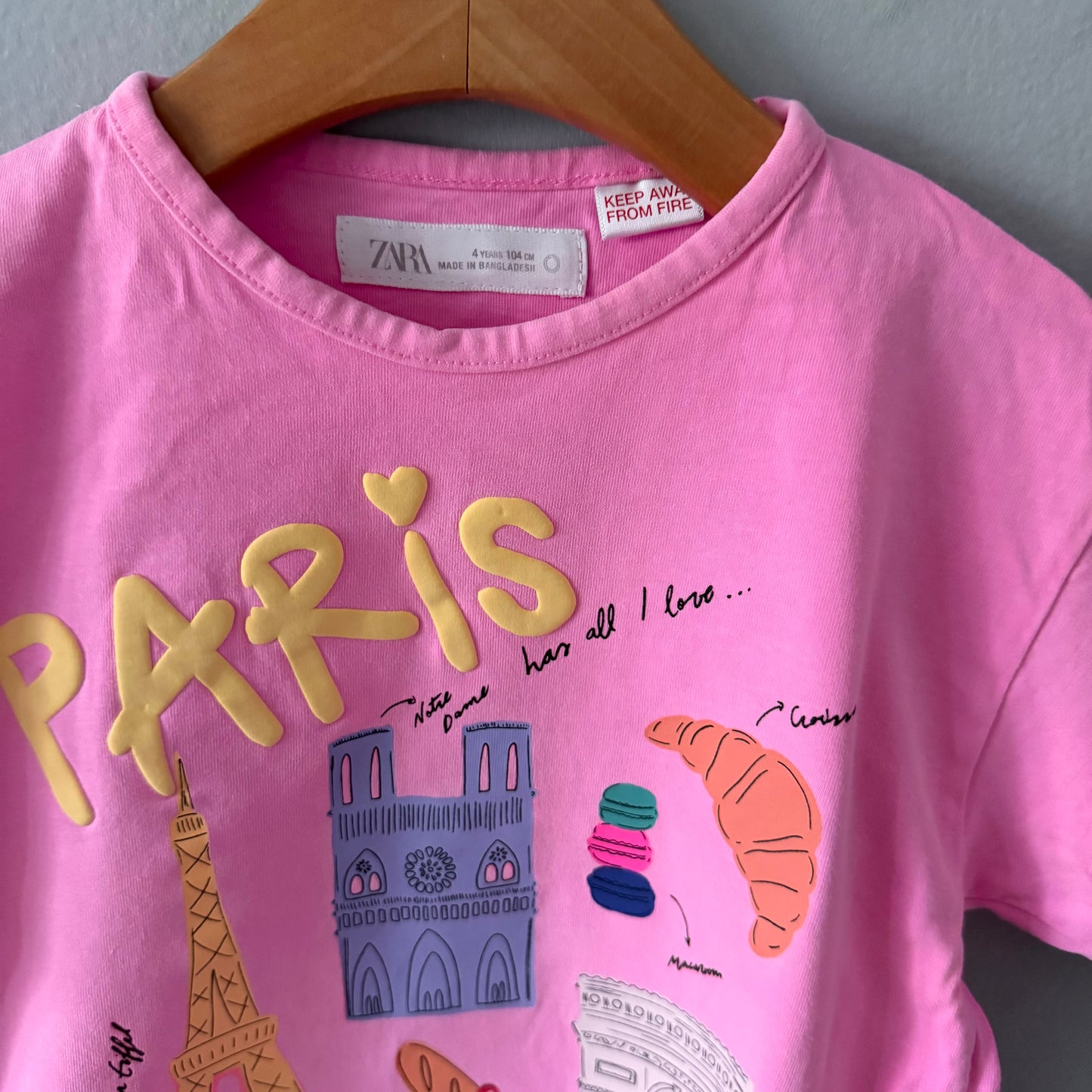Zara / Pink Paris T-shirt / 4Y - Mended