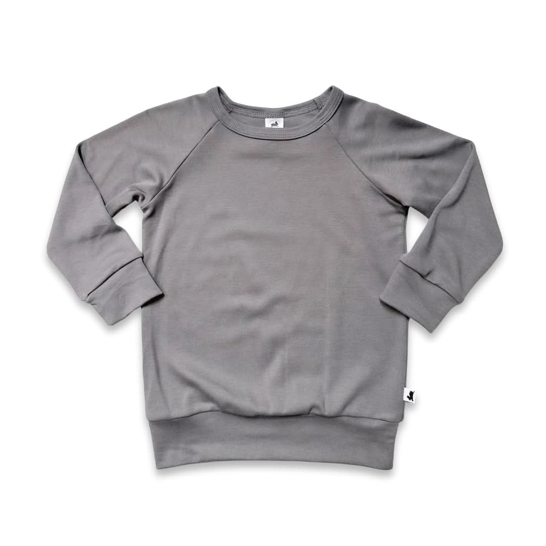Little & Lively /  Bamboo Raglan Pullover | Graphite / 7-8Y - New with tag