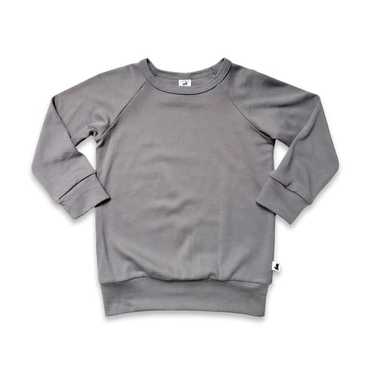 Little & Lively /  Bamboo Raglan Pullover | Graphite / 7-8Y - New with tag