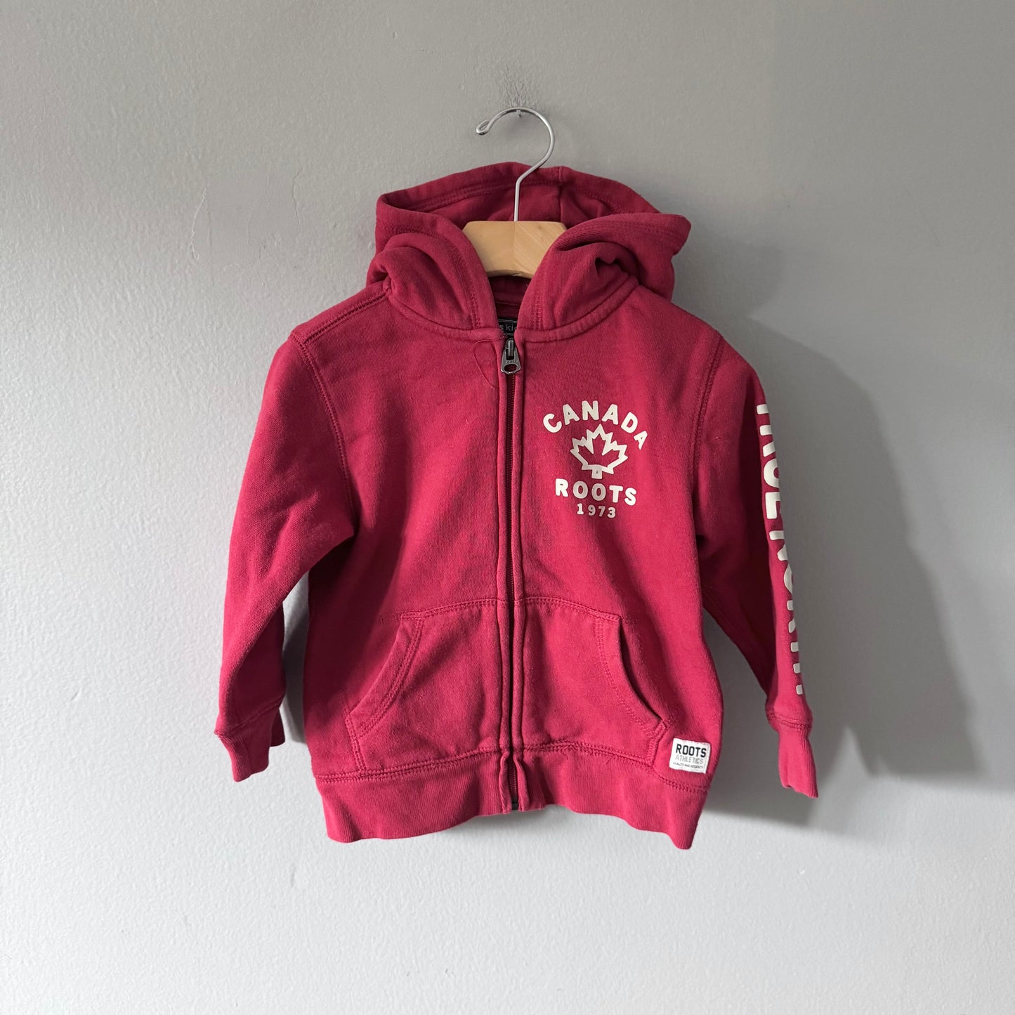 Roots / Red zip up hoodie / 3T
