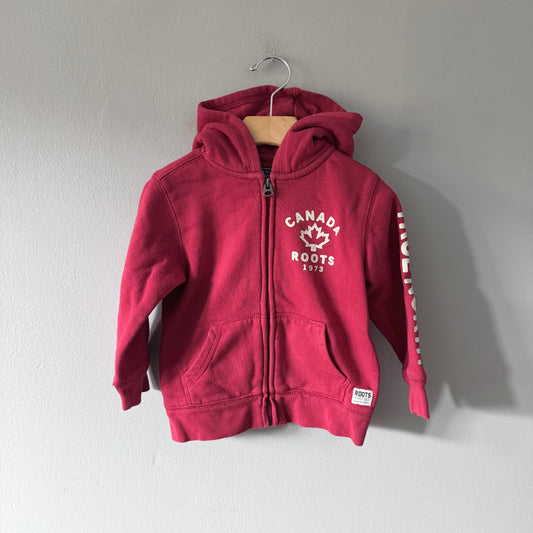 Roots / Red zip up hoodie / 3T