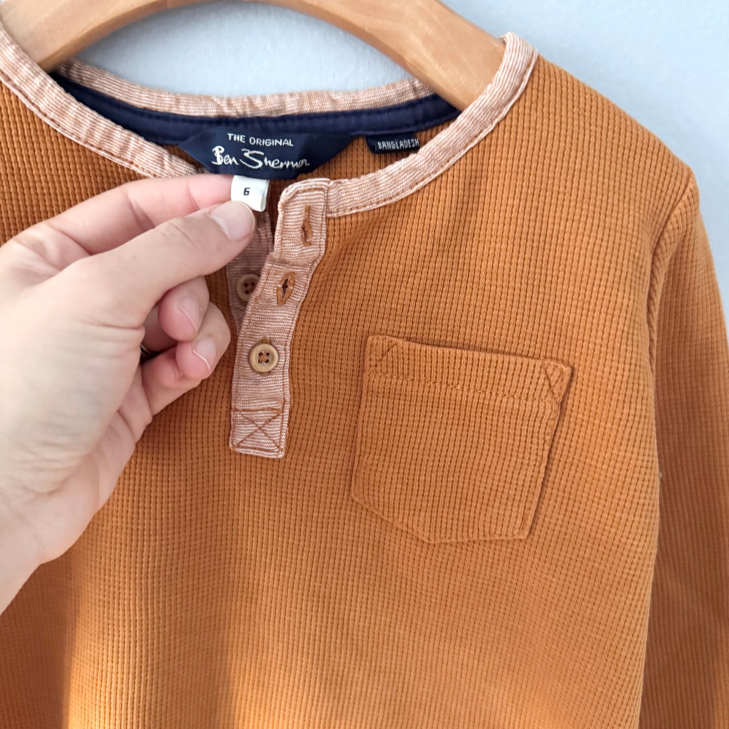 Ben Sherman / Brown waffle long sleeve top / 6Y