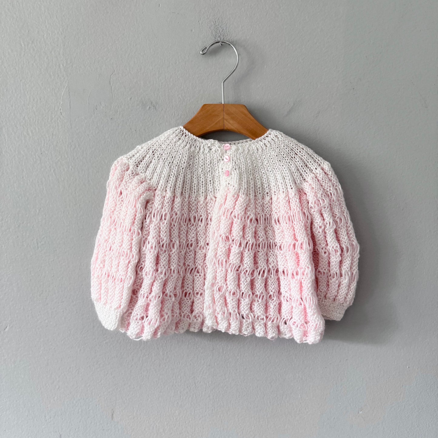 Handmade / Light pink knit cardigan / 12M