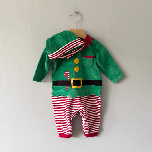 Next / Elf velour romper & hat set / 6-9M
