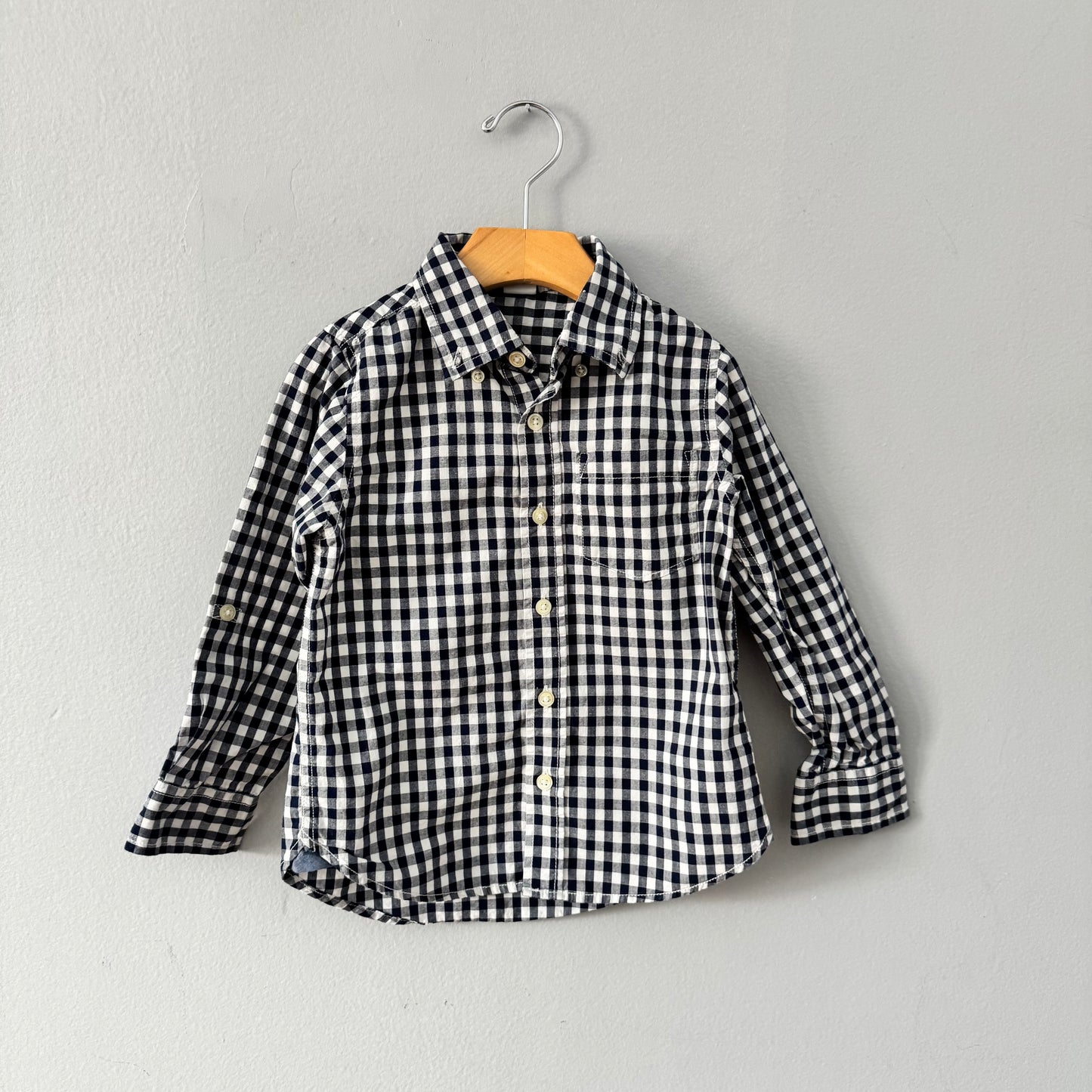 Gap / Chemise à carreaux blanche et bleu marine / 5 ans