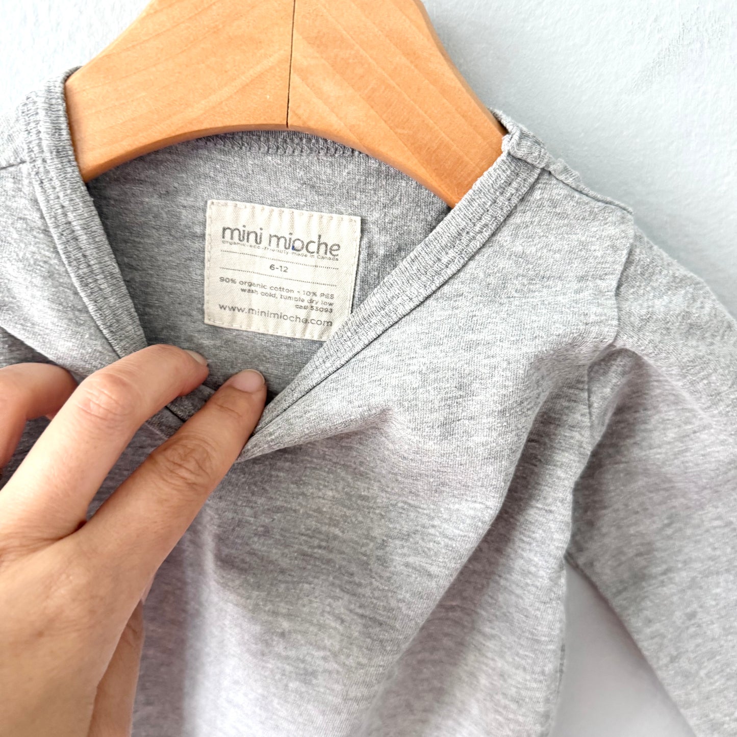 Mini mioche / Light grey long sleeve onesie / 6-12M