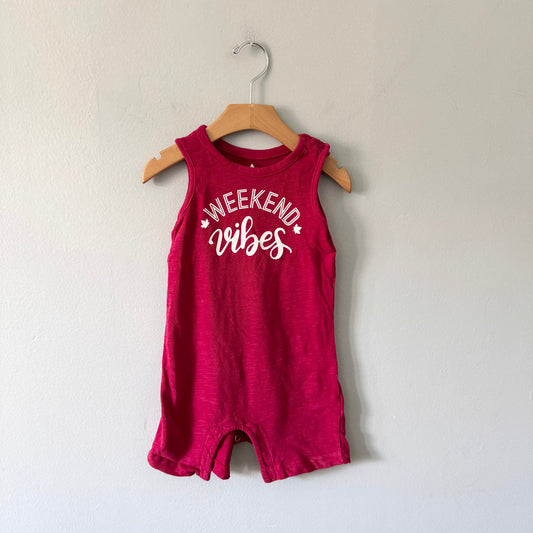 Canadiana / Red Weekend Vibes romper / 12-18M