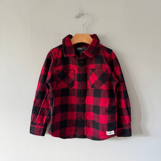 Roots / Red black plaid flannel shirt / 5T