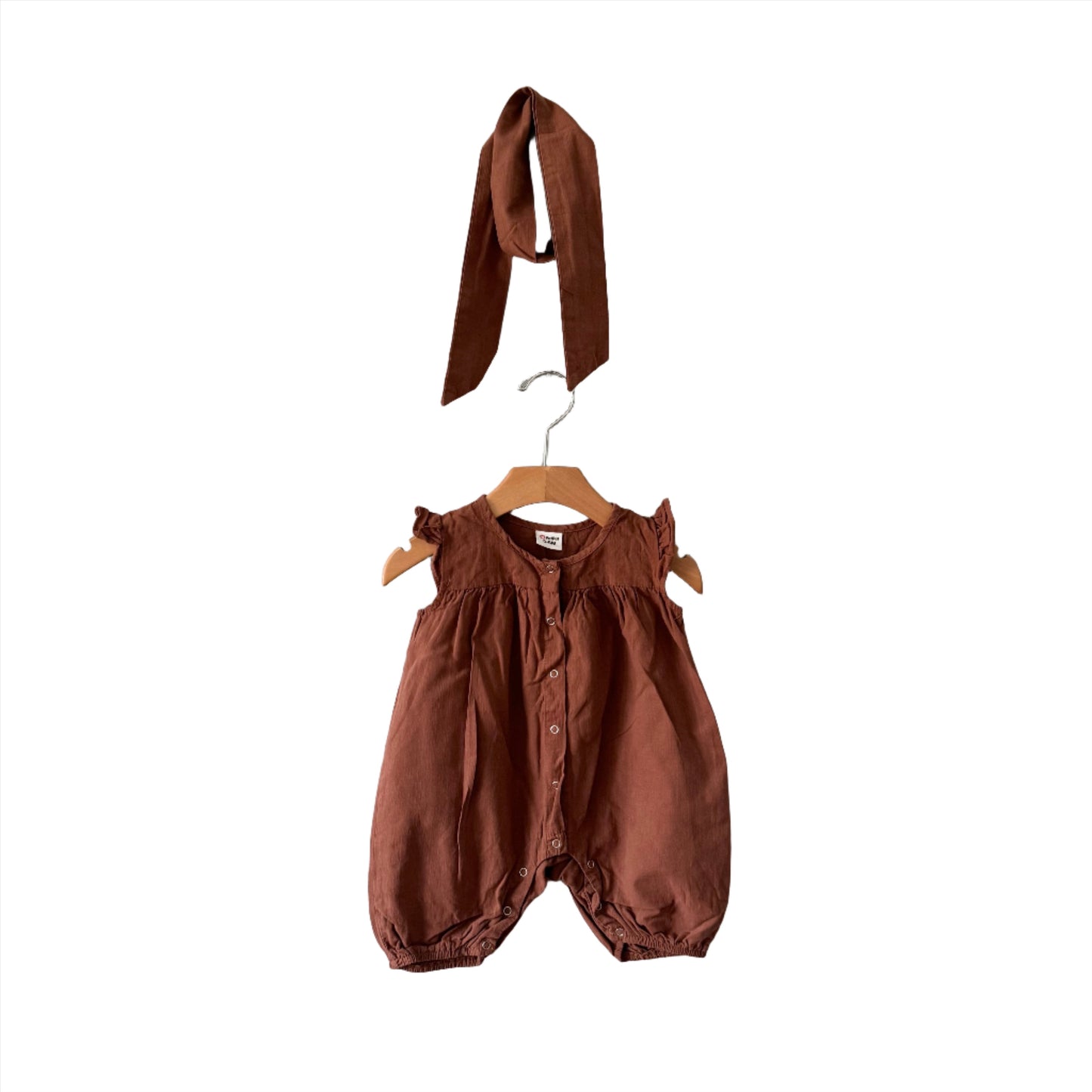 Patpat / Brown cotton bubble romper / 3-6M