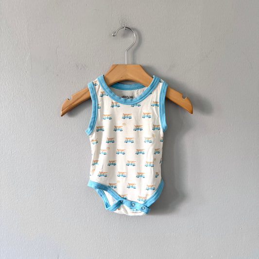 Silkberry baby / White blue bus tank onesie / 0-3M