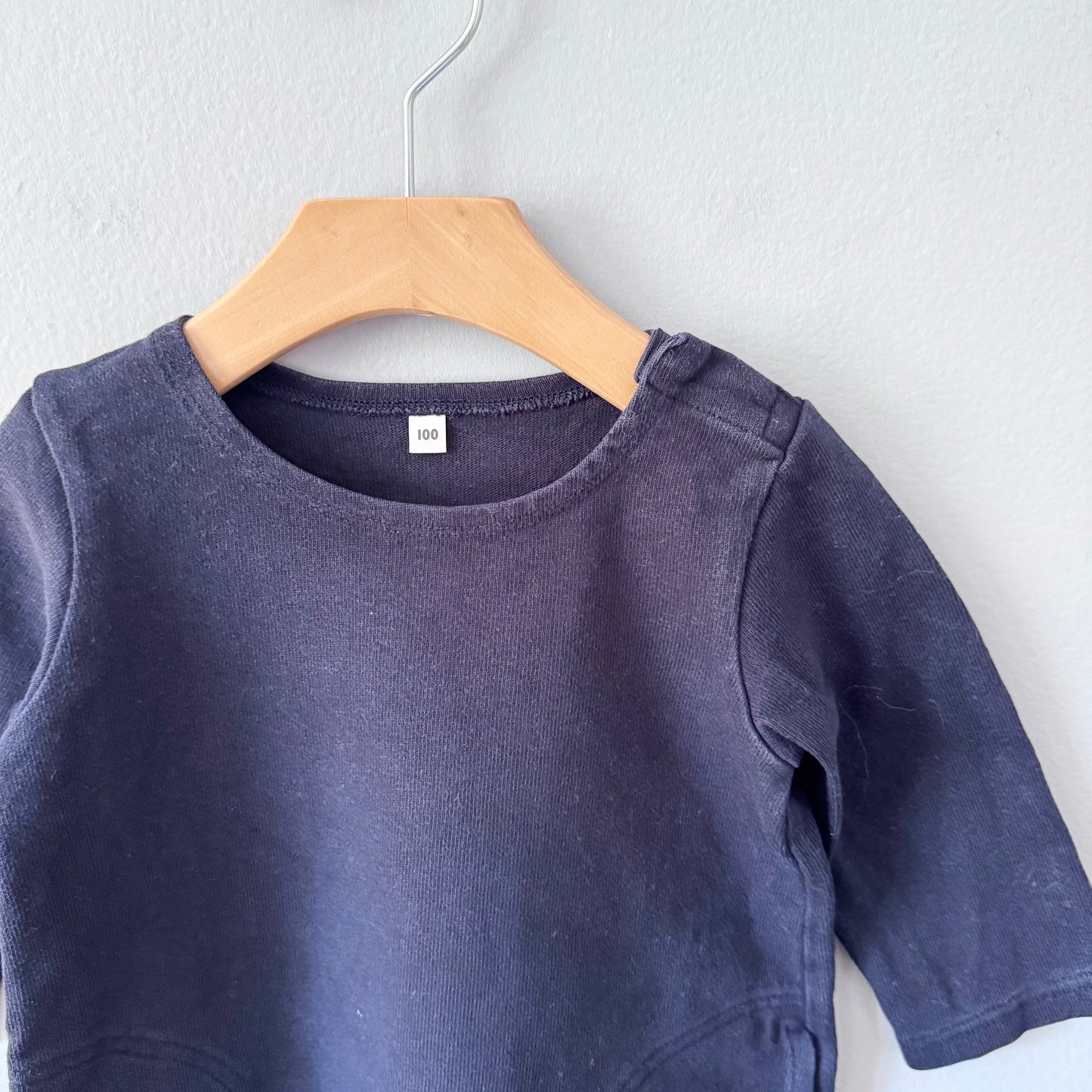 Muji	/ Navy long sleeve dress / 100cm(3Y)