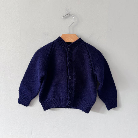 Handmade / Navy knit cardigan / 12-18M