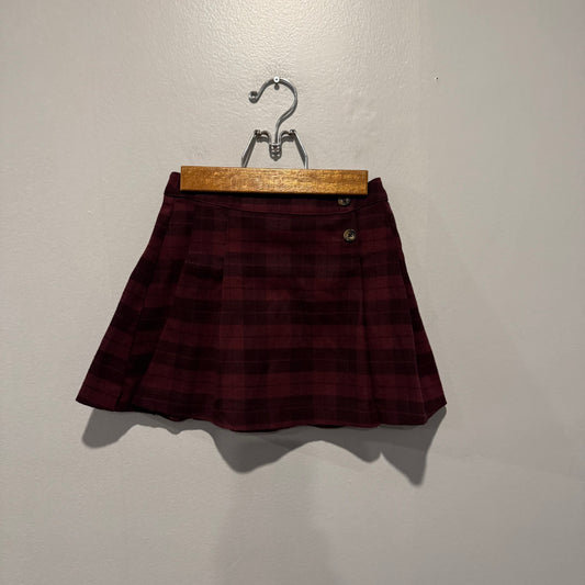 H&M / Burgundy checked skirt / 4-5Y
