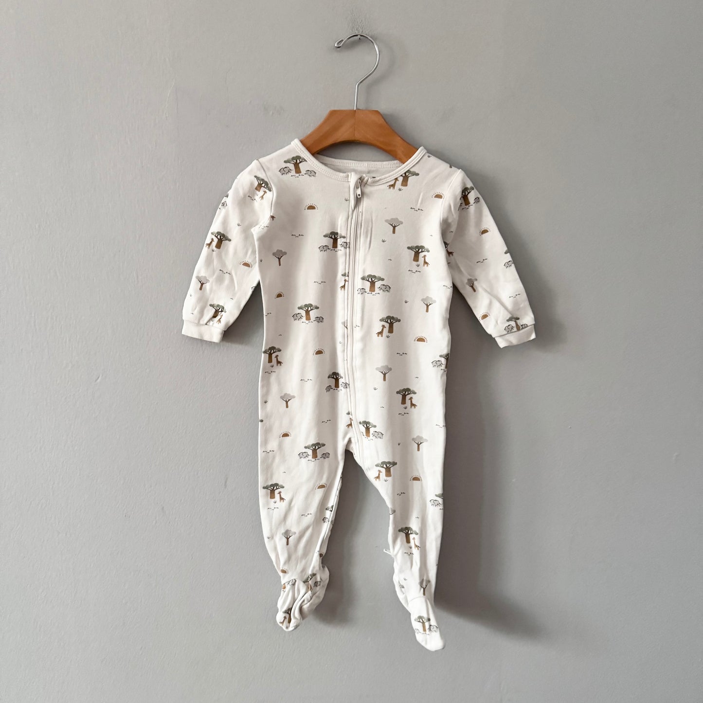 Petit lem / White x tree elephant romper / 12M