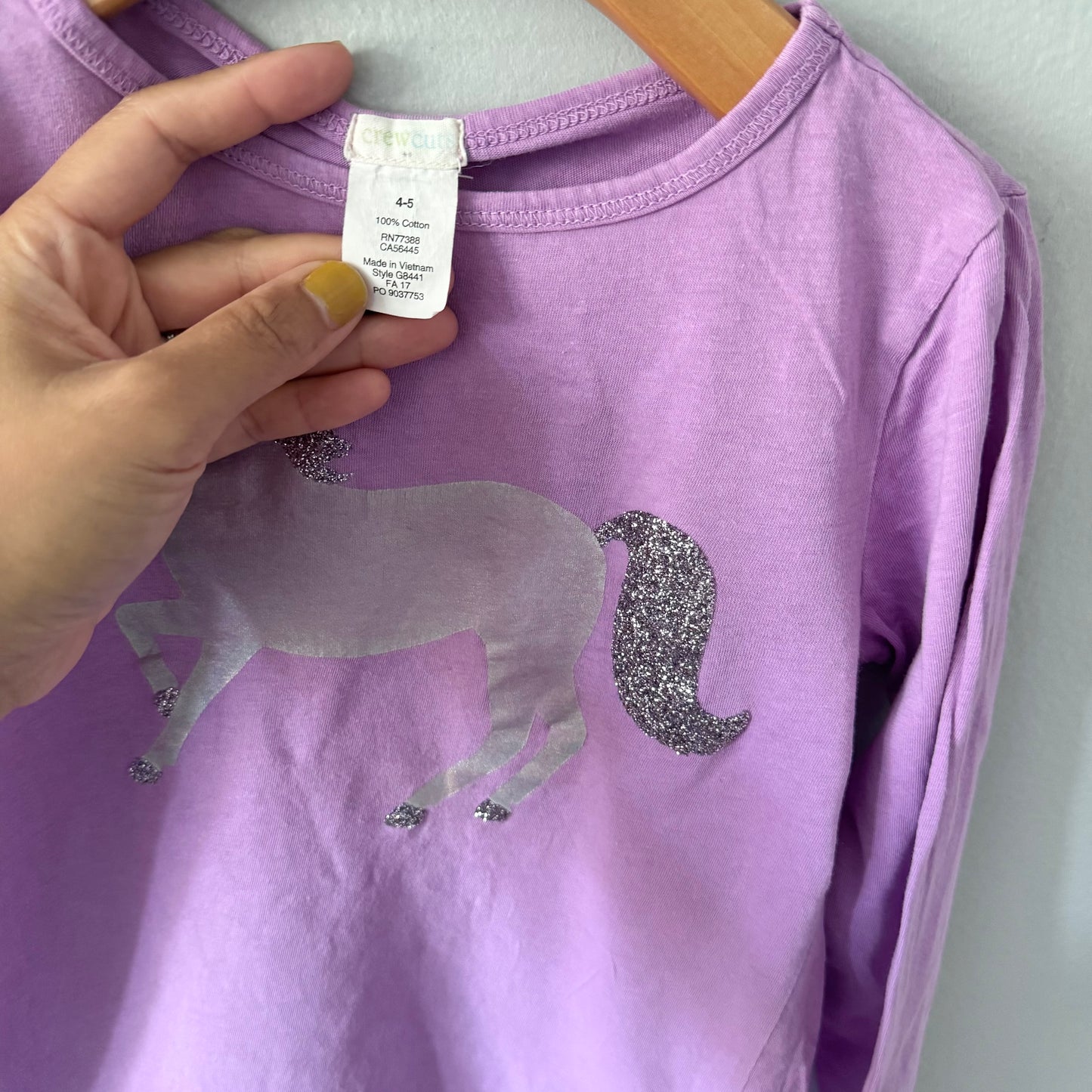 Crewcuts / Purple x unicorn long sleeve / 4-5Y