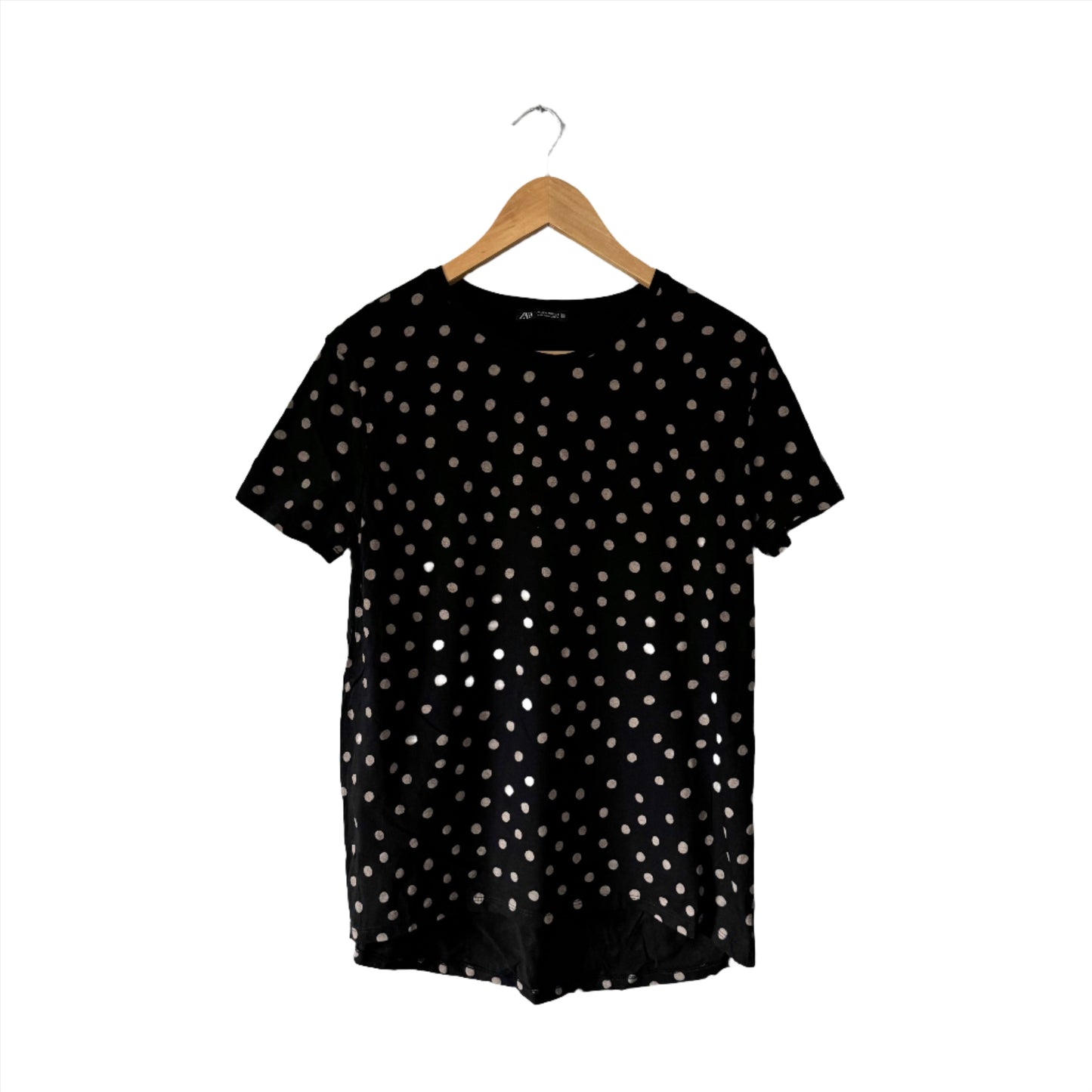 Zara / Black x dots T-shirt / Women M