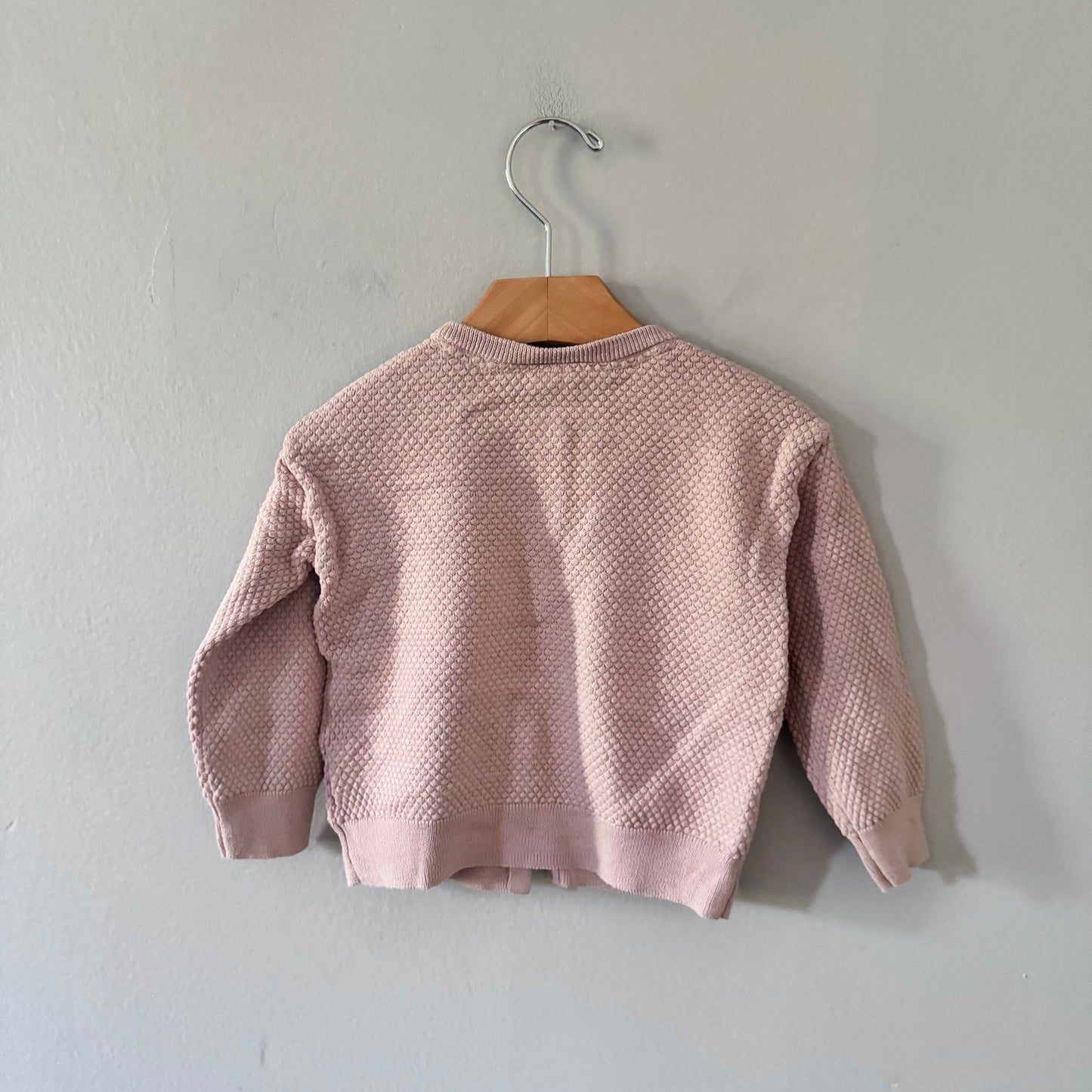 H&M / Pink cotton knit cardigan / 12-18M