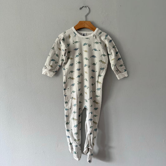 Petit Bateau / White x dinosaur romper / 24M