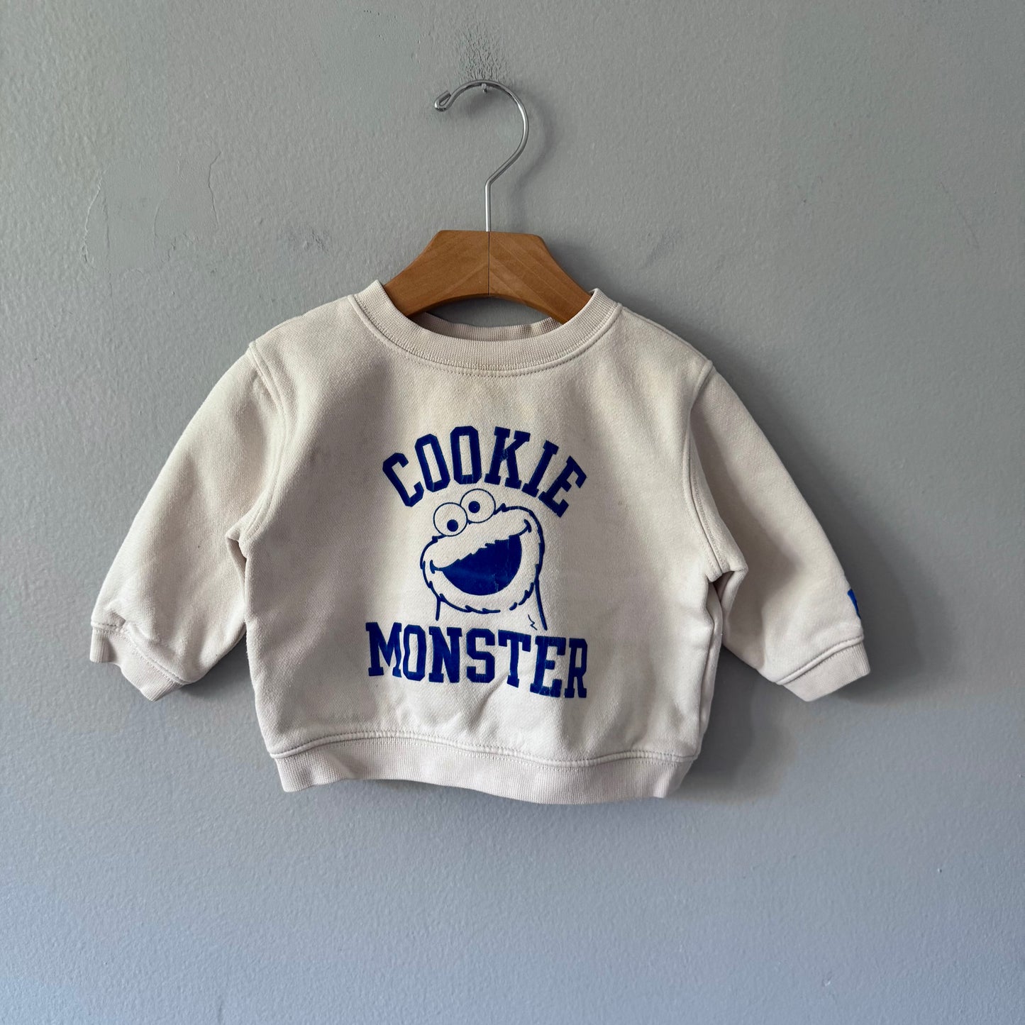 Gap x Cookie Monster / White sweatshirt / 6-12M