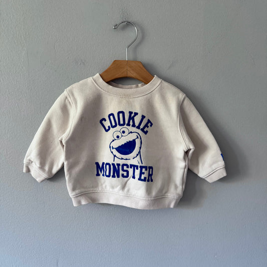 Gap x Cookie Monster / White sweatshirt / 6-12M
