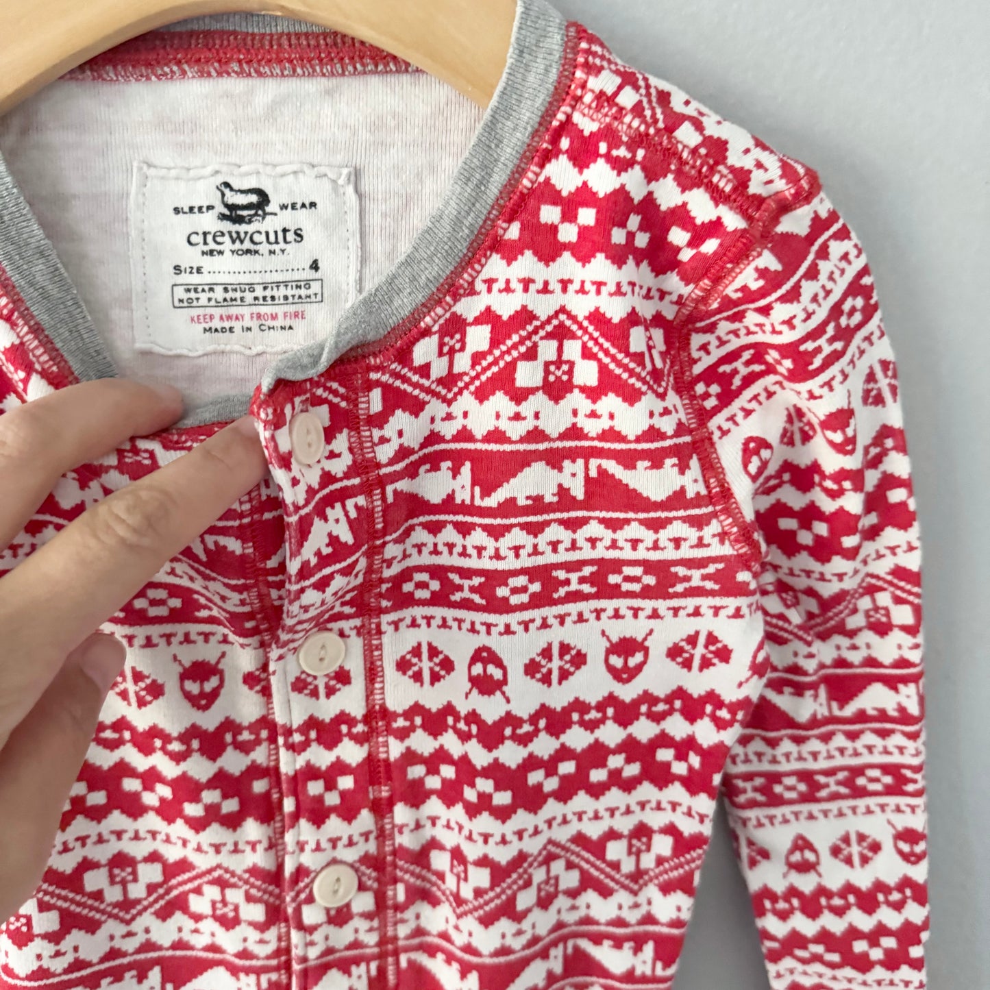 Crewcuts / Red x white romper / 4Y