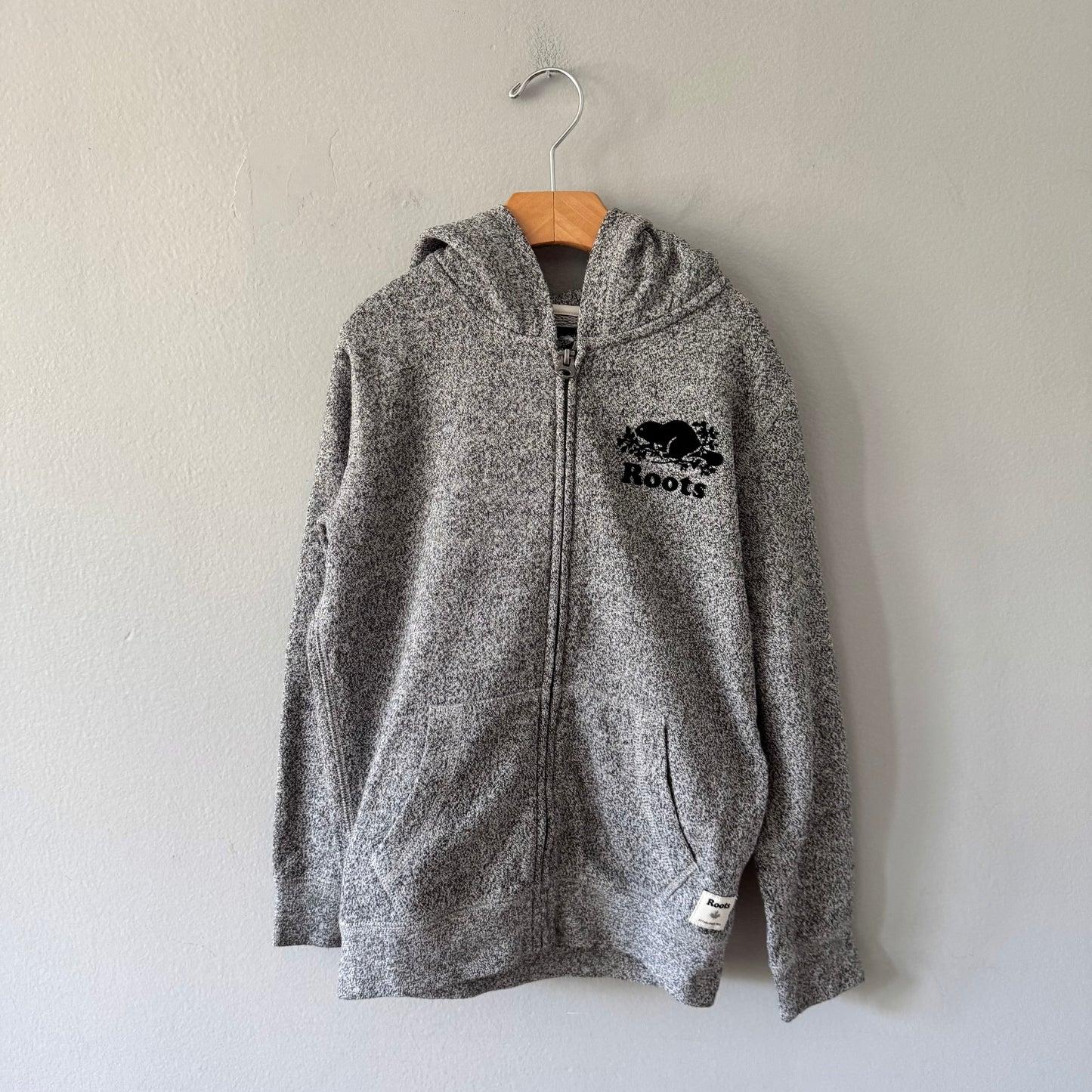 Roots / Salt and pepper zip up hoodie / 7-8Y