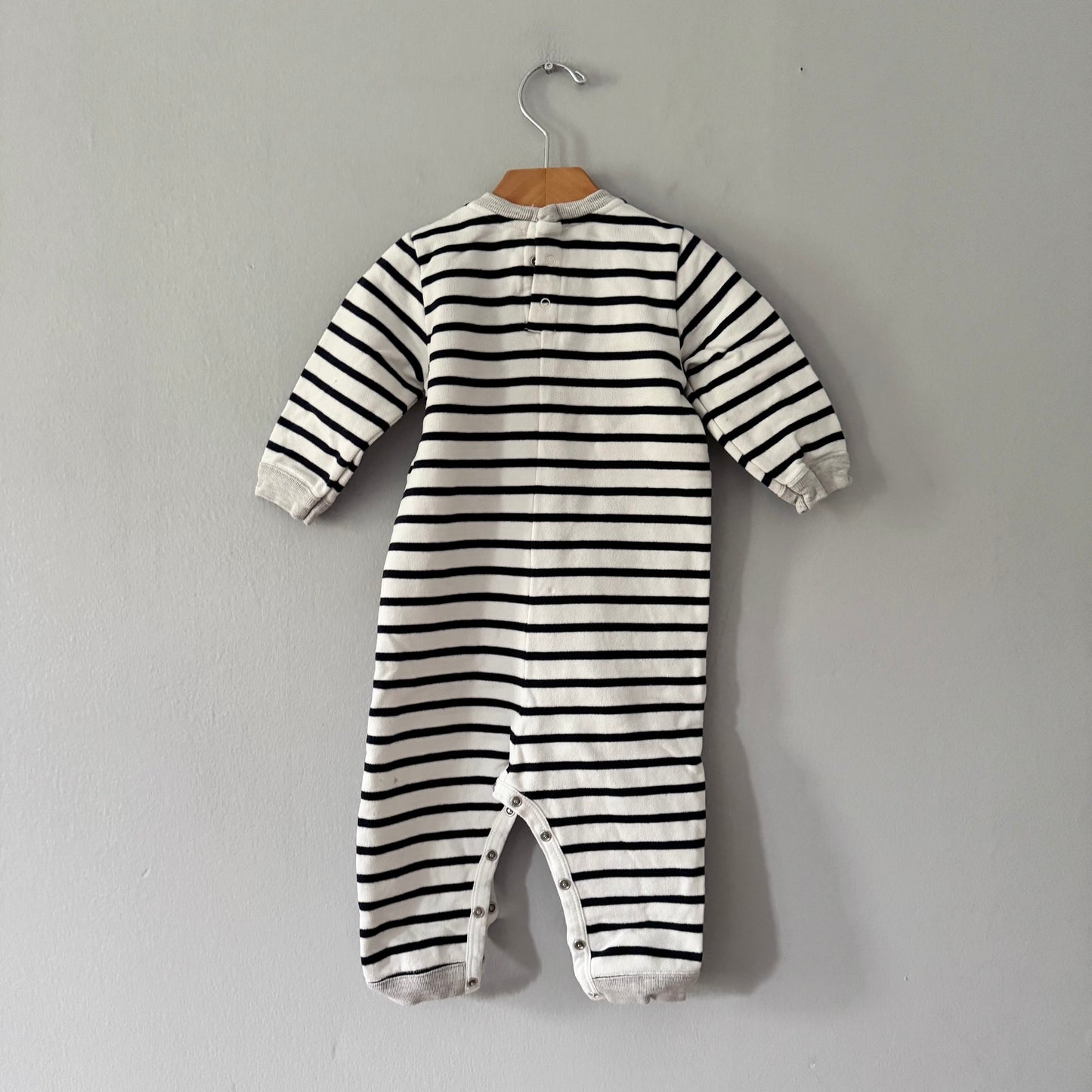 Petit bateau / Stripe x logo crew romper / 18M