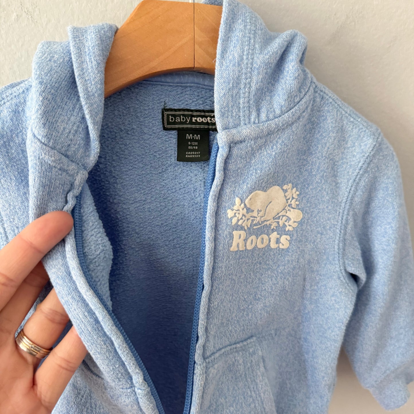Roots / Blue salt and pepper zip up hoodie / 6-12M