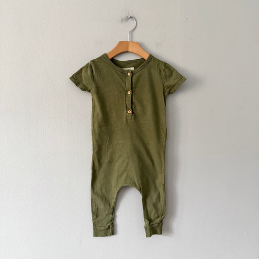 Mini mioche / Khaki short sleeve romper / 6-12M
