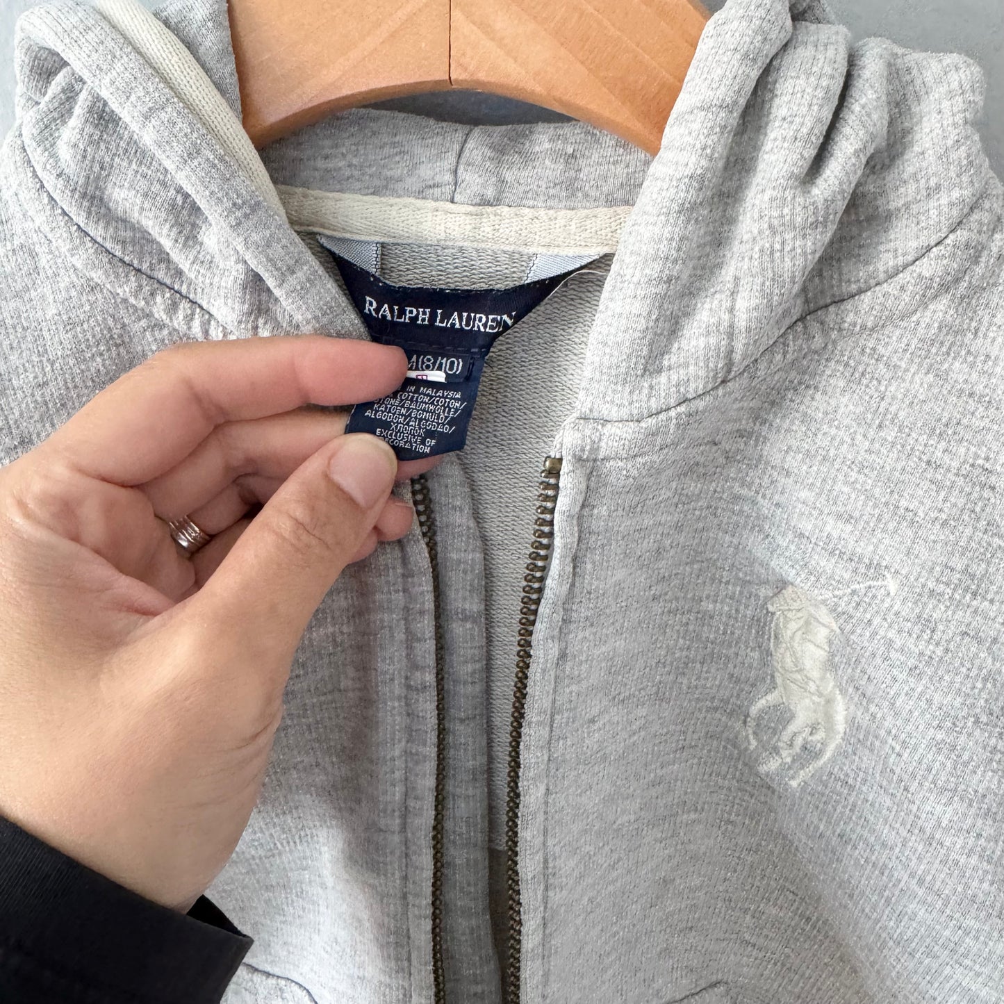 Polo Ralph Lauren / Light grey zip up hoodie / 8-10Y
