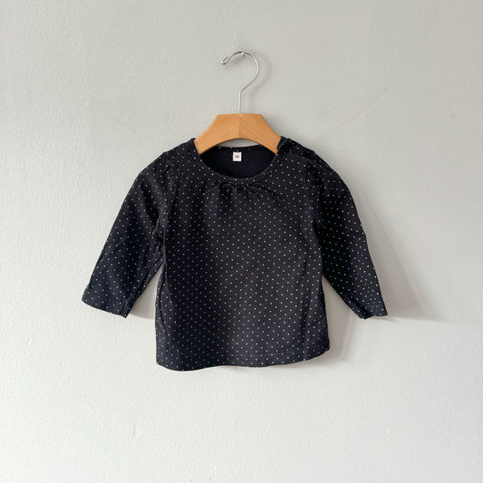 Muji / Black polka dots long sleeve T-shirt / 12M