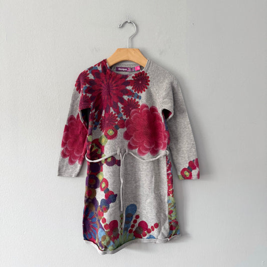 Desigual / Grey x floral knit dress / 4Y