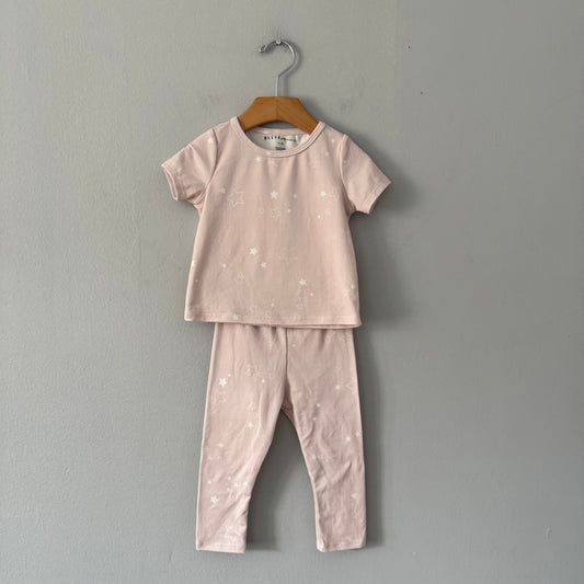 Mason Grey mini / Light pink x star pajama set / 12-18M
