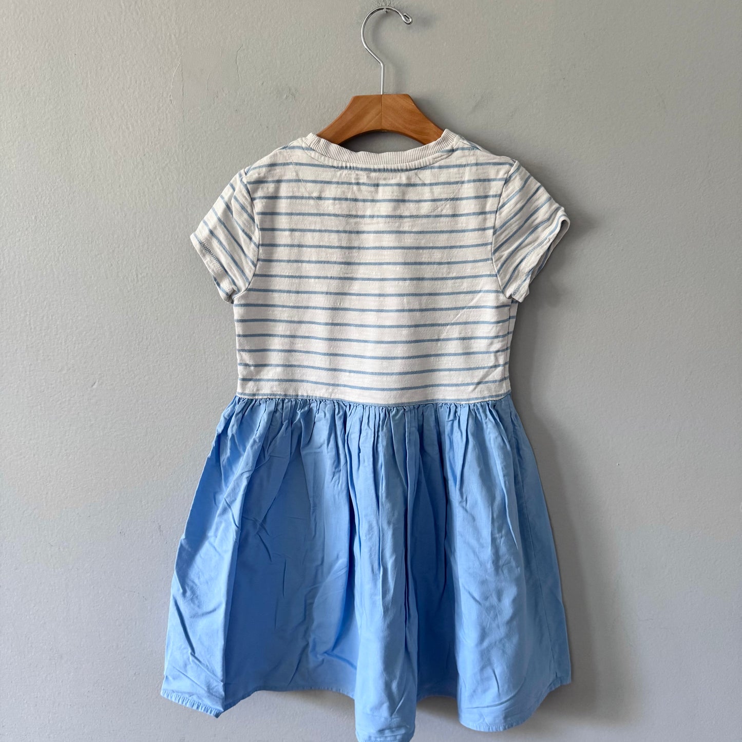 John Lewis / White x light blue dress / 7Y