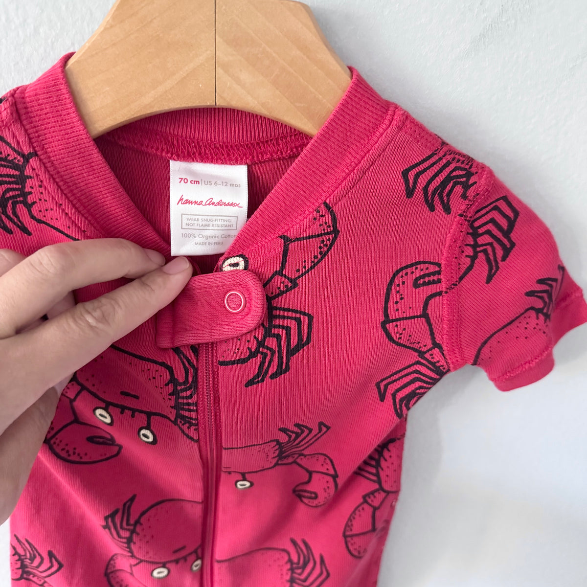 Hanna Andersson / Red crab romper / 6-12M