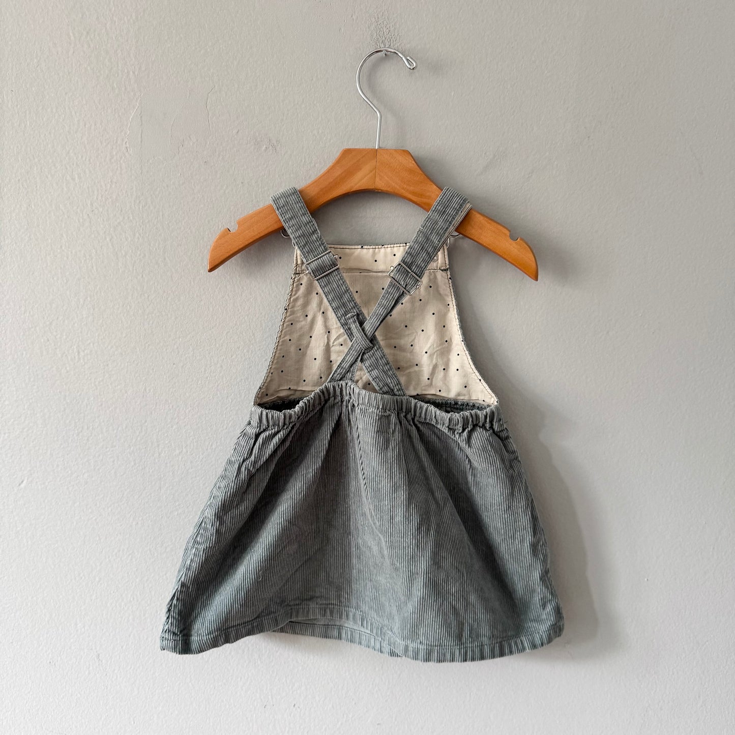 Zara / Smokey green corduroy overall skirt / 2-3Y