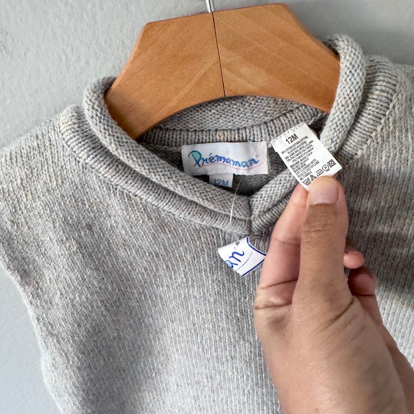 Vintage / Light blue x beige knit vest / 12M