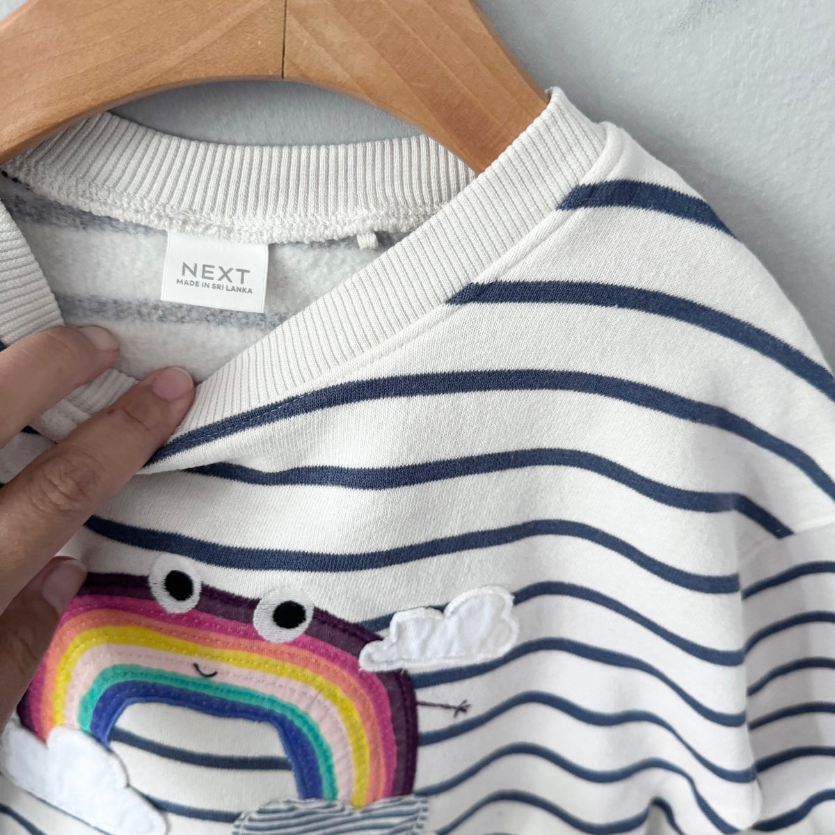 Next / White x navy stripe x rainbow sweatshirt / 2-3Y