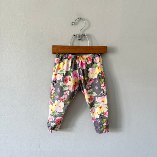 Little & Lively / Grey x floral leggings / 6-9M