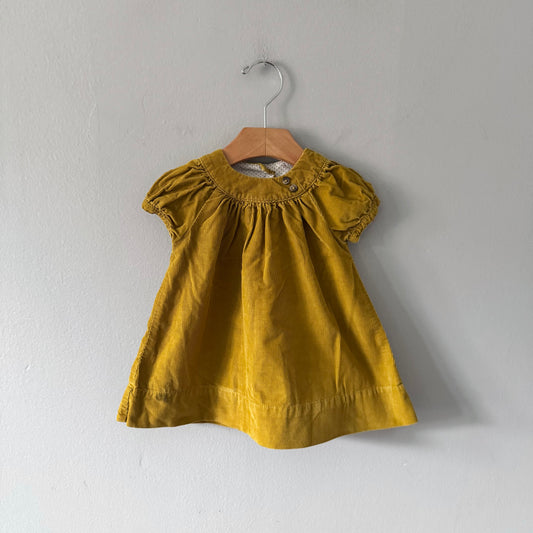 Petit bateau / Mustard coduroy dress / 12M