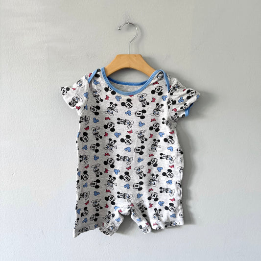 Mickey baby	/ Light grey short sleeve romper / 24M