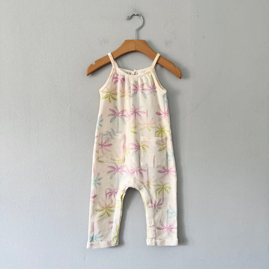Grayson mini / White x palm tree waffle cami romper / 18M