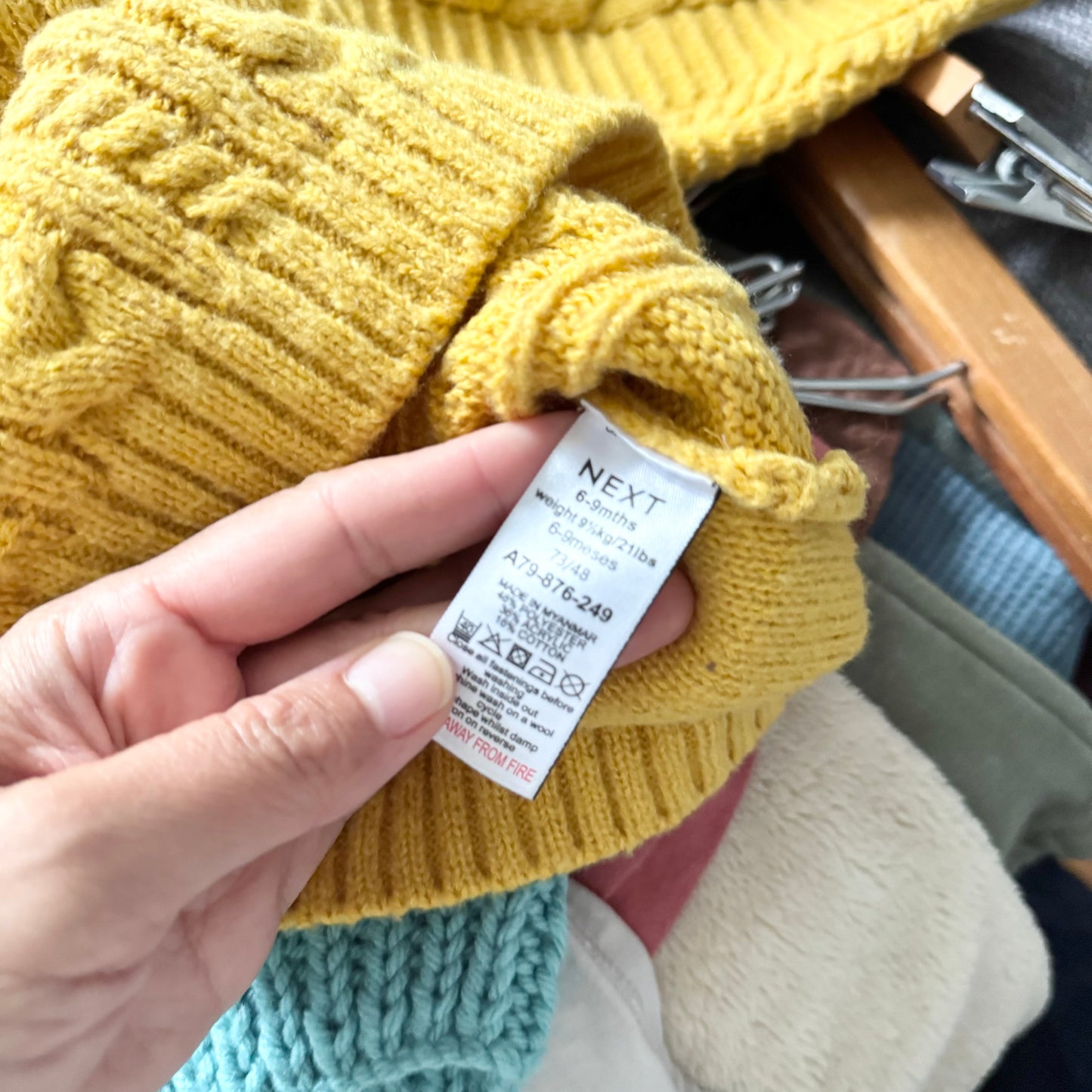 Next / Yellow cable knit pullover	/ 6-9M