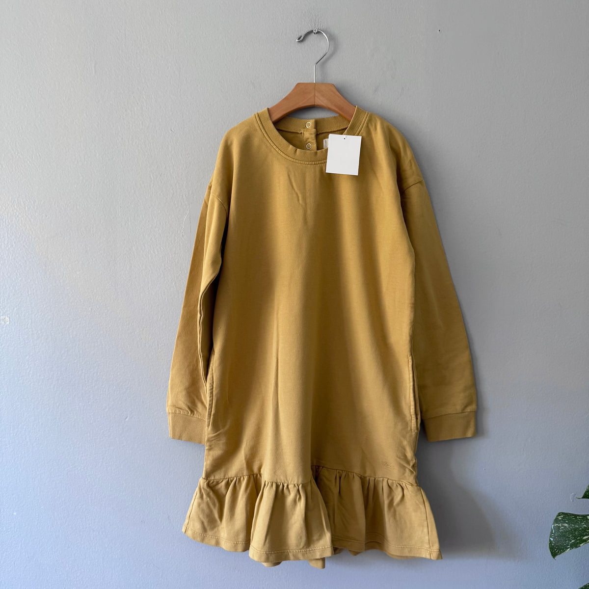 Pehr / French Terry Ruffle Hem Dress - Dijon / 7T - New with tag