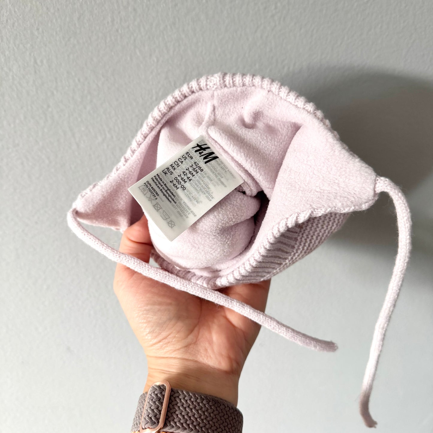 H&M / Fleece lined knit hat & mitten set / 2-4M