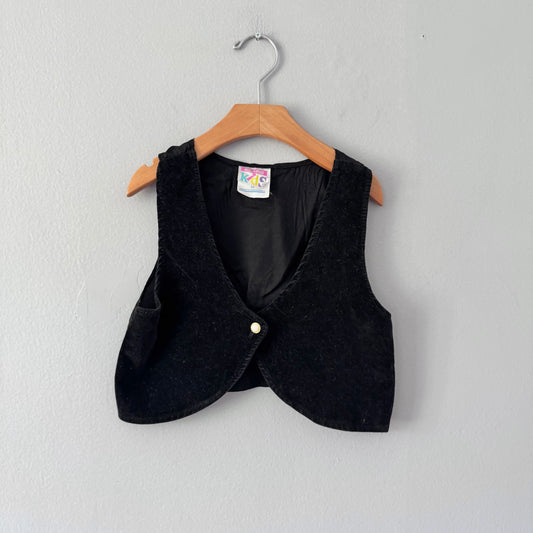 Vintage Sears / Black velour vest / 6Y(Fits 3Y+)