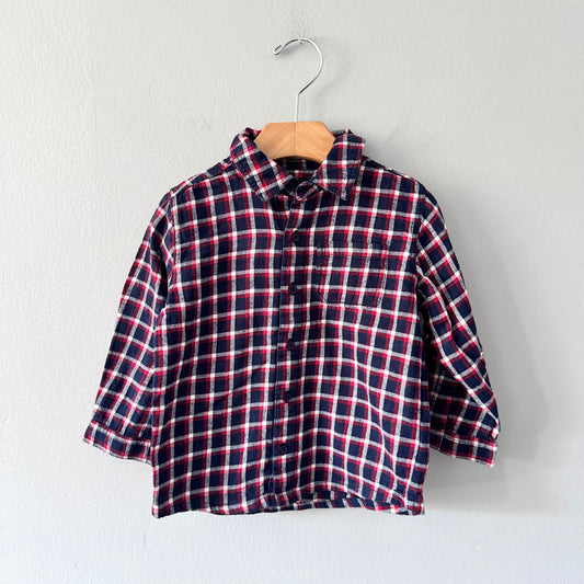 Bout'chou / Navy red flannel shirt / 36M