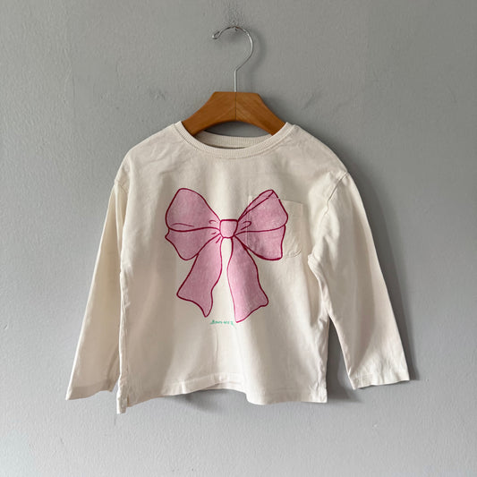 Zara / White x ribbon long sleeve / 4Y