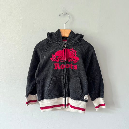 Roots / Black salt and pepper zip up hoodie / 3T